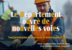 Visuel campagne institutionnelle département de l'Aude, agent des route au travail