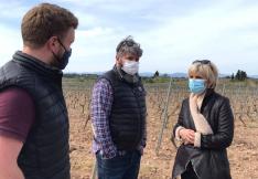 La présidente Hélène Sandragné à la rencontre des viticulteurs et agriculteurs sinistrés par l'épisode de gel.