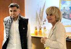 Eftacar Mirza Hossan Meilleur apprenti de France félicité par Hélène Sandragné présidente du Département de l'Aude