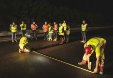 Visite des travaux nocturnes de la rocade est de Narbonne avec la présidente du Département de l'Aude Hélène Sandragné