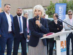Dévoilement plaque collège Simone Veil à Carcassonne. Hélène Sandragné