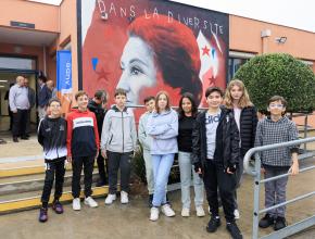 Inauguration d'une fresque symbolisant la lutte contre les discriminations au collège de Montesquieu à Narbonne