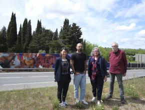 Fresque de l'artiste Méro le long de la rocade Est à Carcassonne.