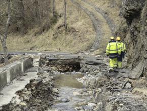 Travaux suite aux inondations de janvier 2020 secteur d'Axat dans l'Aude.