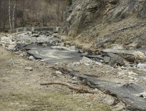 Travaux suite aux inondations de janvier 2020 secteur d'Axat dans l'Aude.