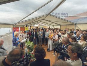 Hélène Sandragné lors de l'inauguration des éoliennes flottantes de Port La Nouvelle