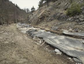 Travaux suite aux inondations de janvier 2020 secteur d'Axat dans l'Aude.
