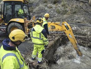 Travaux suite aux inondations de janvier 2020 secteur d'Axat dans l'Aude.