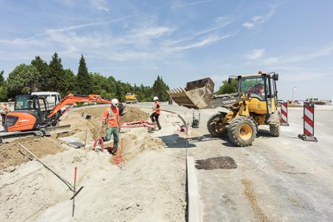 Chantier du giratoire du Griffoul, à Castelnaudary
