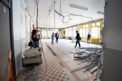 Visite de chantier au collège Le Bastion, à Carcassonne.