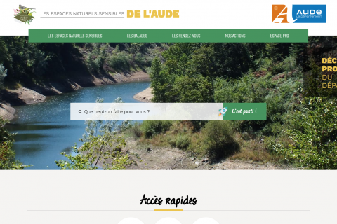 Page d'accueil du site des espaces naturels sensibles de l'Aude