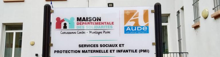 Façade maison départementale des solidarités à Carcassonne.