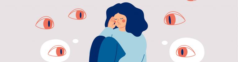 Yeux regardant une femme victime de violence