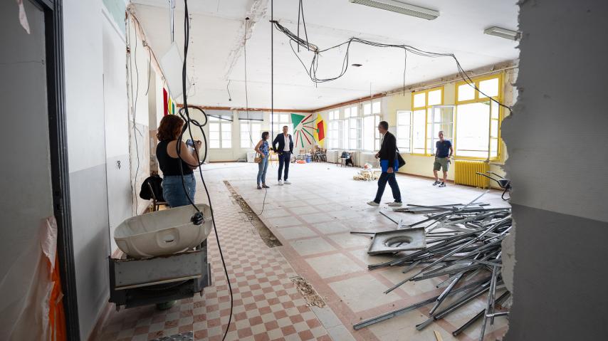 Visite de chantier au collège Le Bastion, à Carcassonne.