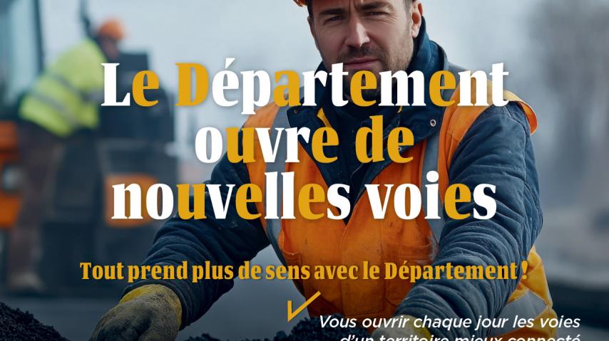Visuel campagne institutionnelle département de l'Aude, agent des route au travail