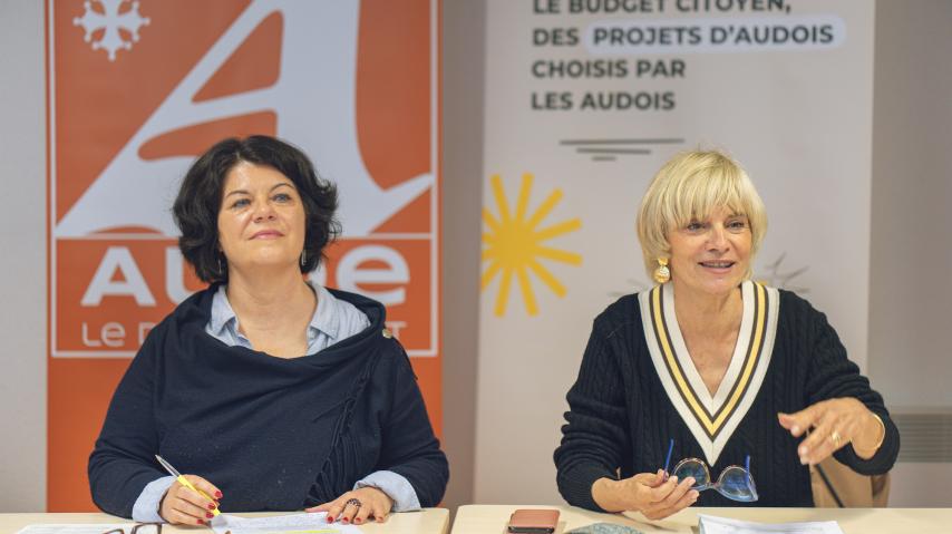annonce des résultats des votes pour le budget citoyen par Valérie Dumontet et Hélène Sandragné