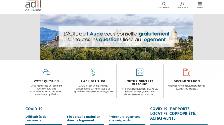 HOME DU SITE INTERNET DE L'ADIL 11