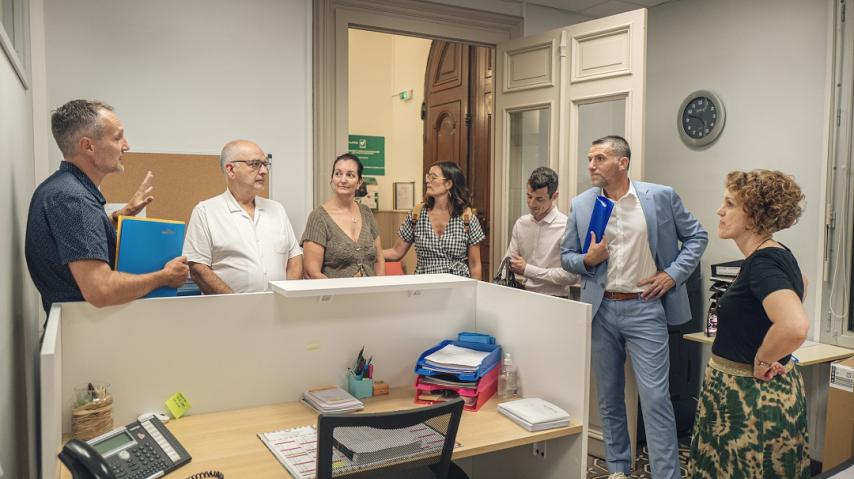 Visite des travaux d'été au collège Cité, à Narbonne.