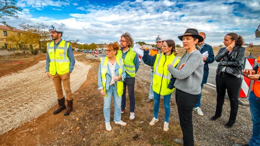 Visite de chantier de l'allongement de la piste cyclable de Montredon-des-Corbières