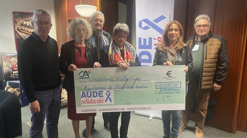 Aude solidarité remet un chèque de 50 000 € pour les sinistrés de Valence
