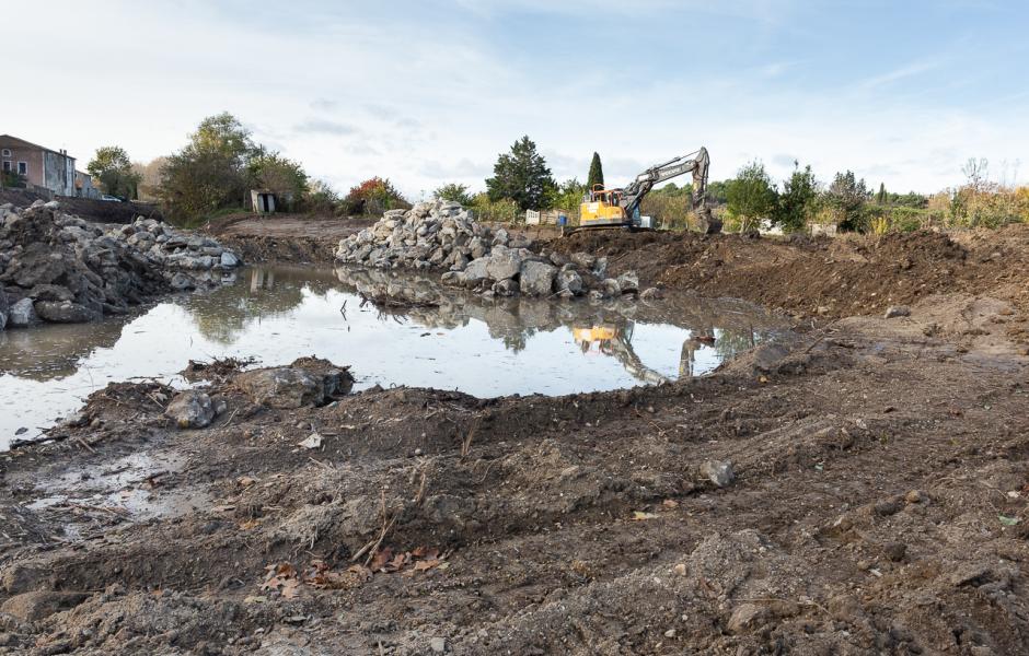 Visite de chantier des travaux de rétablissement de la continuité écologique du Fresquel à Pennautier.