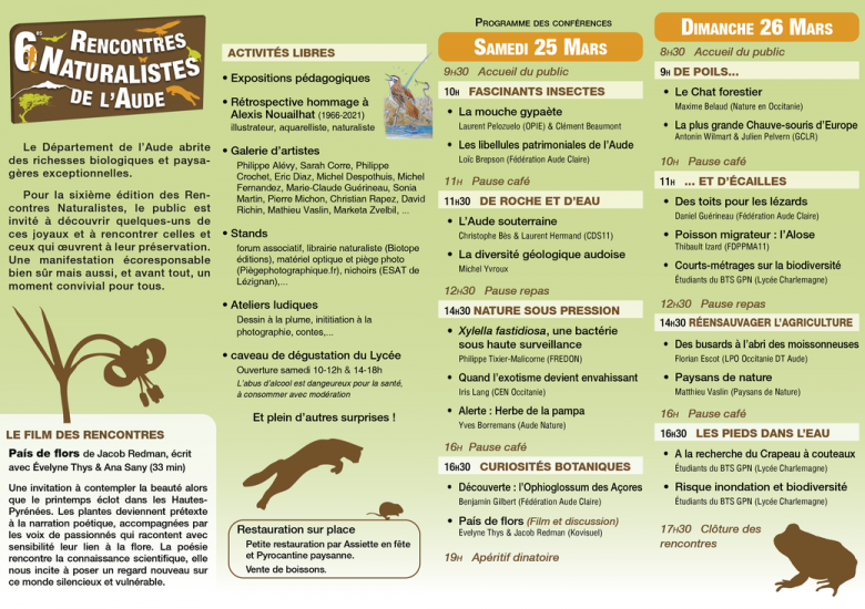 Programme Rencontres naturalistes 2023 Carcassonne